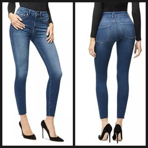 Good American Good Waist Raw Edge Classic Blue Skinny Jeans Size 8/29